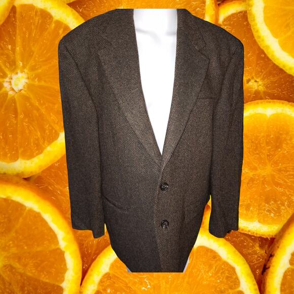 Lauren Ralph‎ Lauren Brown Brown Herringbone Woolmark Blazer Size 42S - Picture 1 of 5